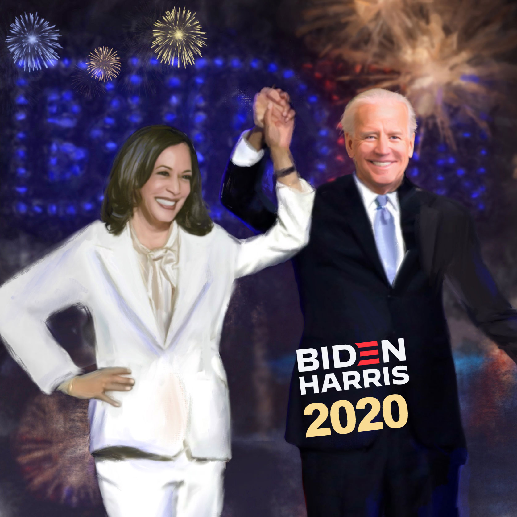 illustration of Biden and Harris